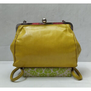 HOBO The Original Yellow Leather Kisslock Framed Chain Strap Crossbody Bag